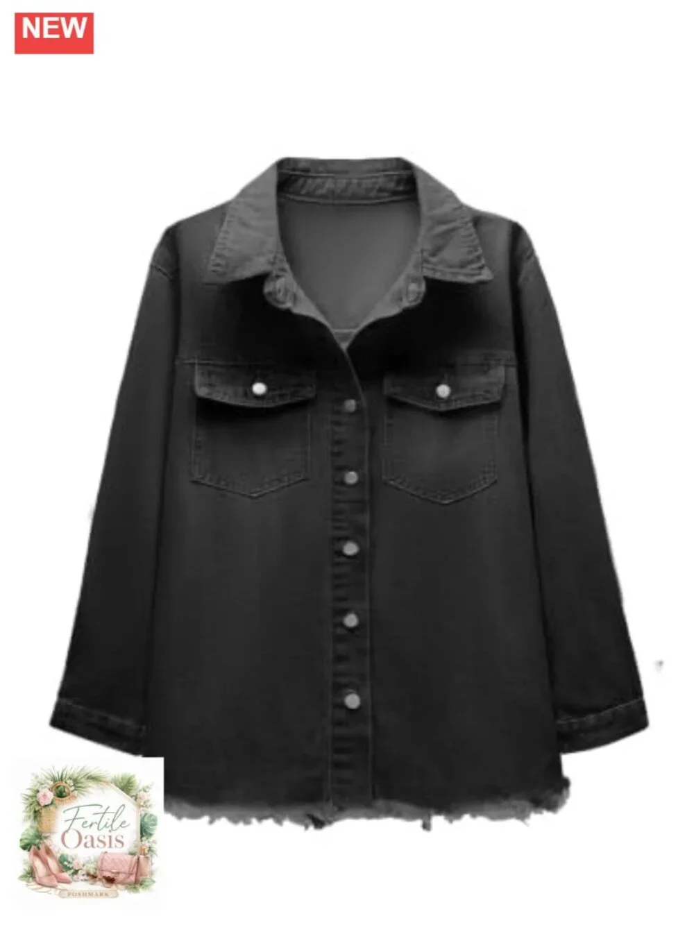 Oversized Denim Jacket Women Casual Button Down Distressed Shacket